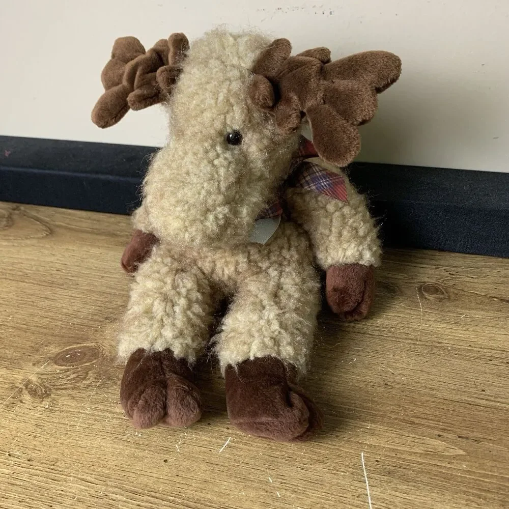 Mary Meyer 1996 Plush Mocha Moose Bean Bag Curly Stuffed Animal
